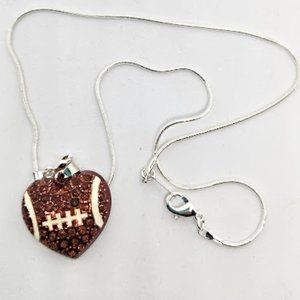 New rhinestone Football heart pendant necklace